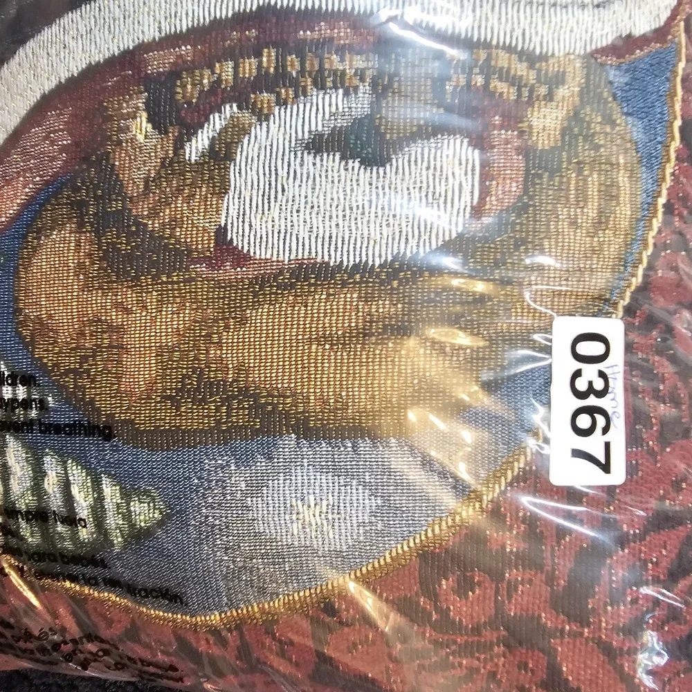 Santa Christmas Holiday‎ VTG Needlepoint Tapestry Throw Pillow Old World 17x12